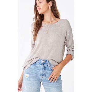 Cute Slub Knit Lace-Back Sweater Medium
